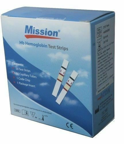 MISSION ACON HEMOGLOBIN TEST STRIPS (PACK OF 50)-Long Expiry