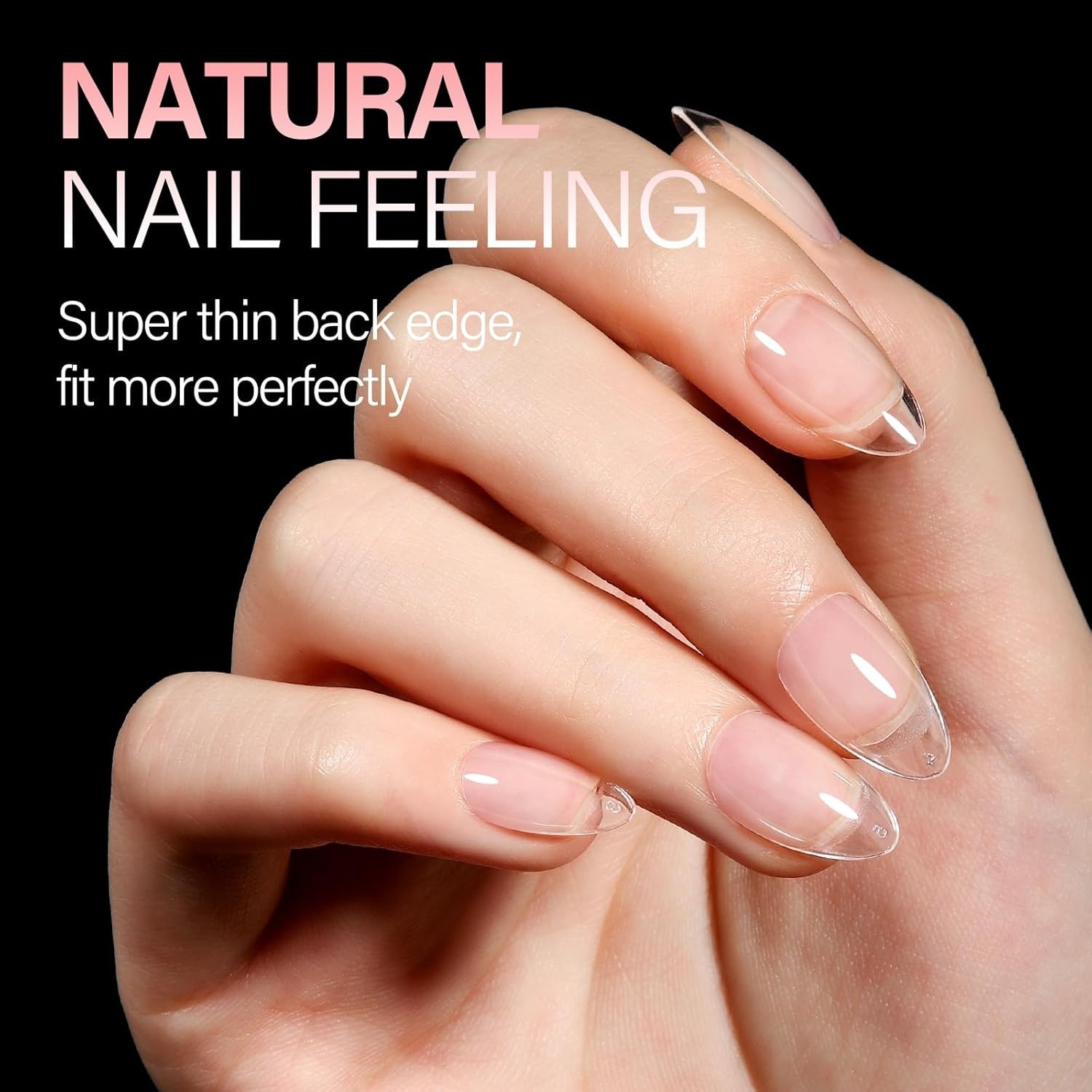 Short Almond Nail Tips Pre-Shaped Acrylic Nail Tips Half Matte Full Cover Nai…