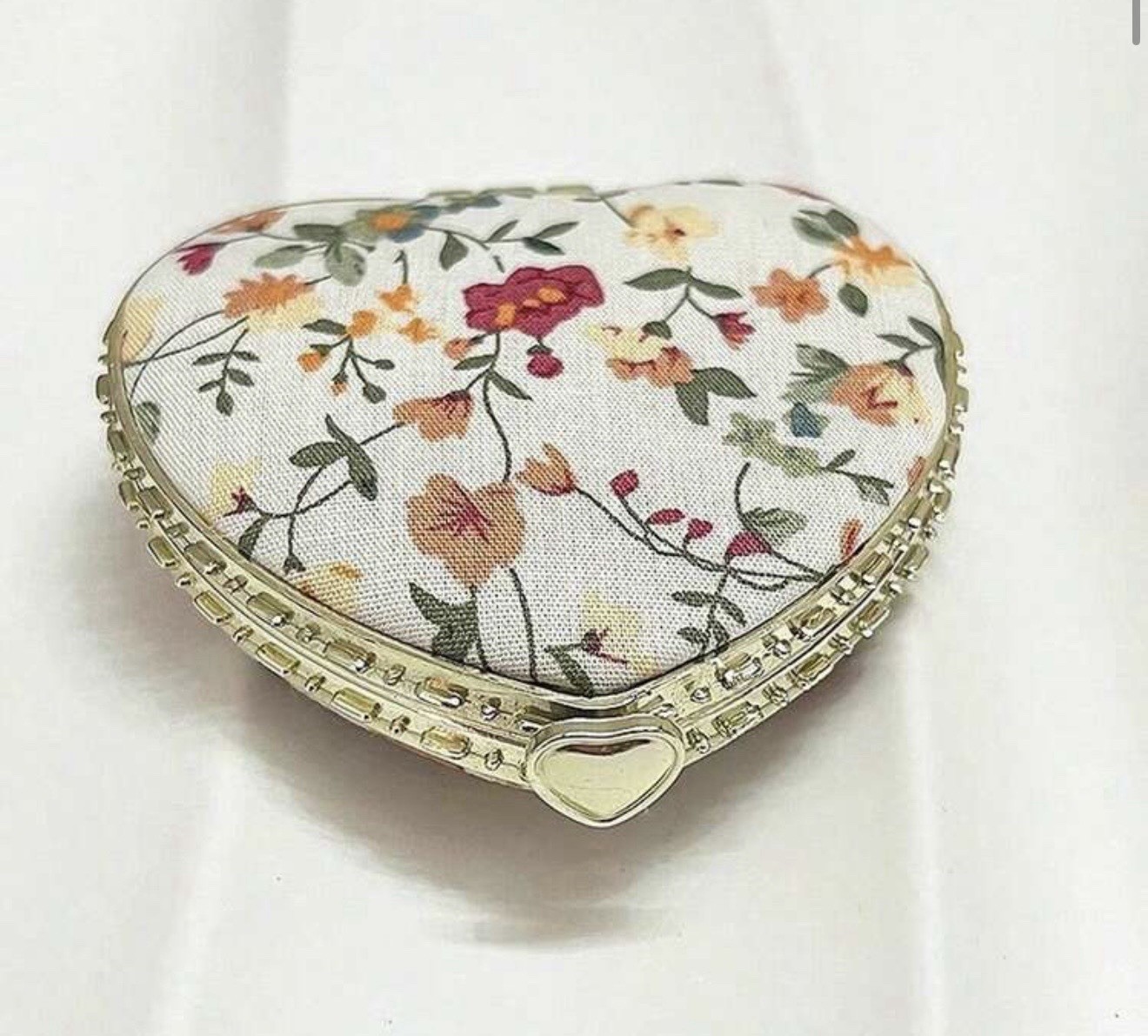 Compact Mirror for Purses Heart Shape Mini Mirror Floral Small Mirror Black