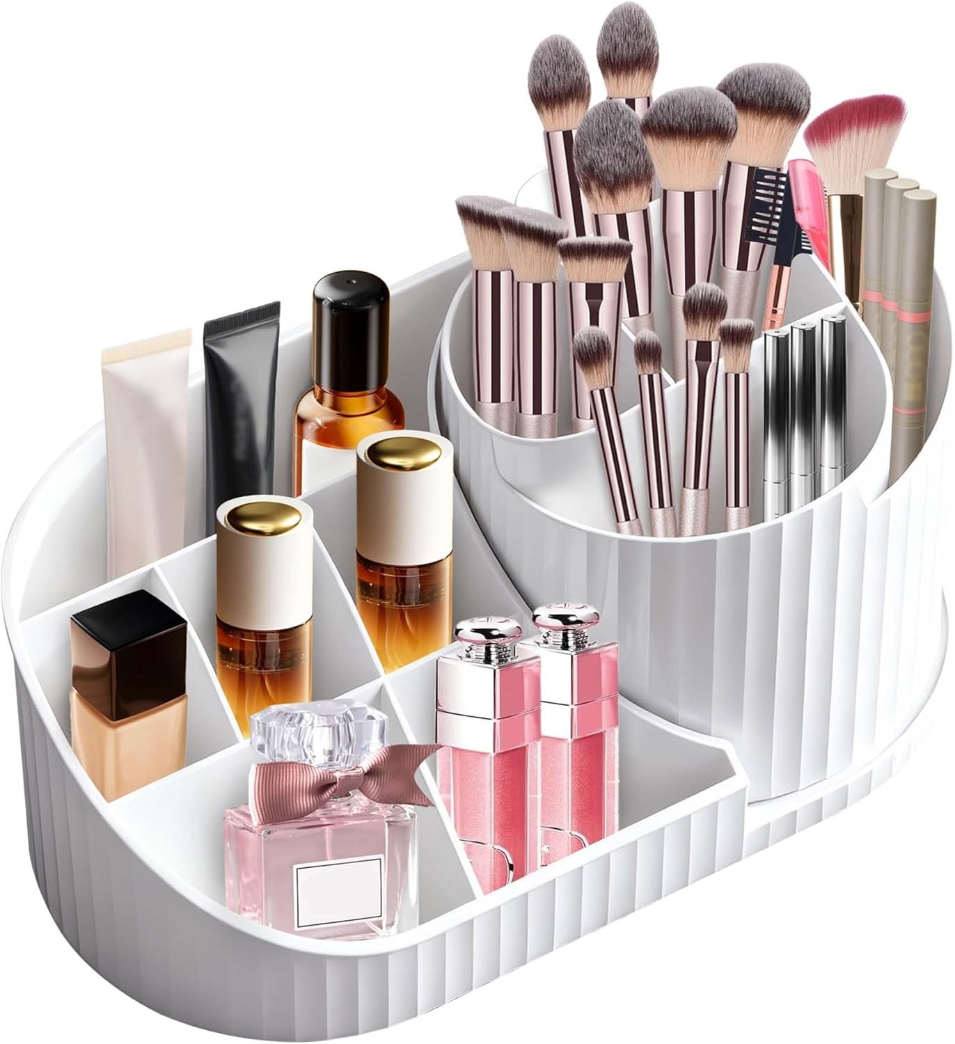 Makeup Organizer with Rotating Brush Holder Vanity Organizer Cosmetic Storage