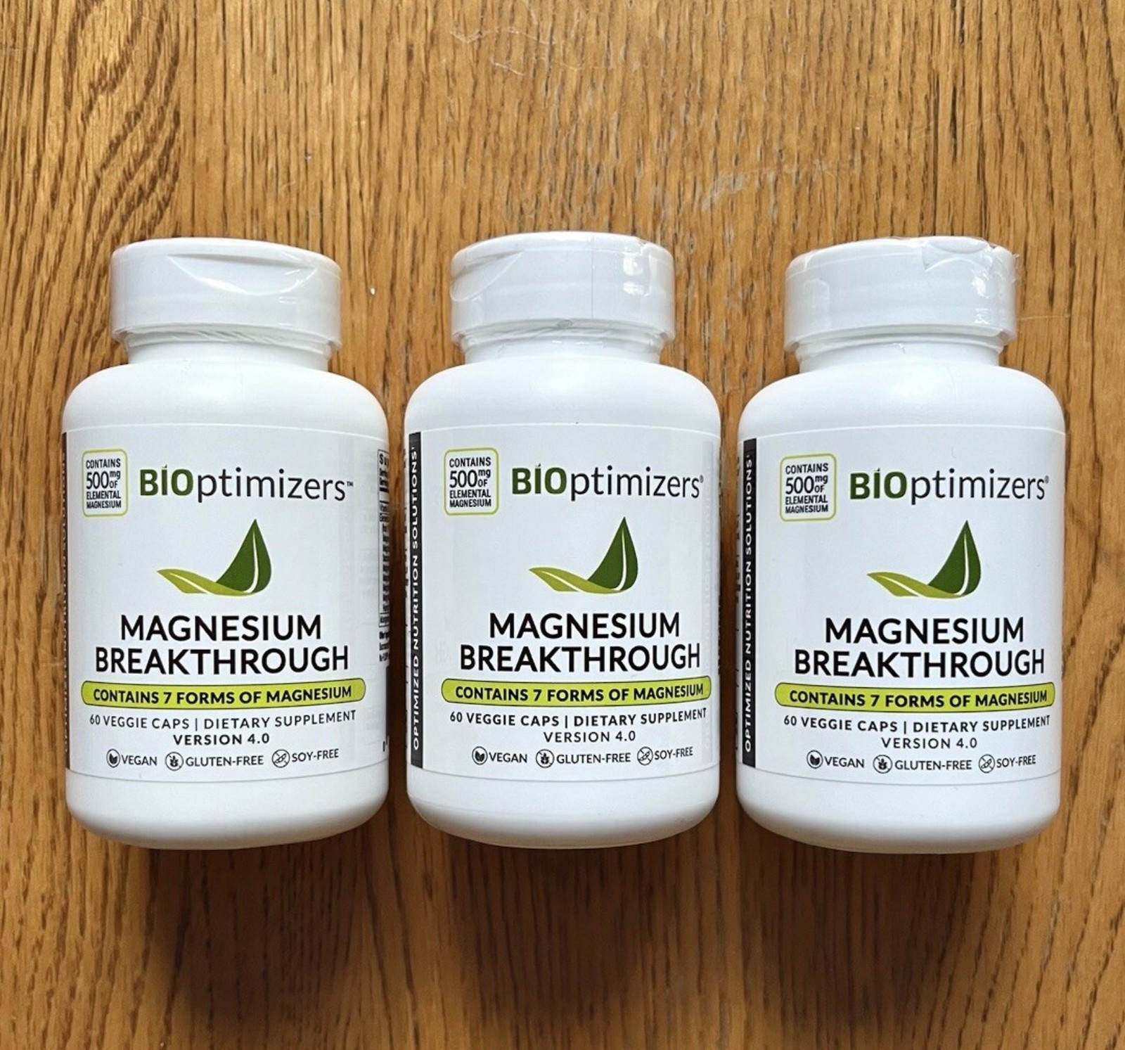 3 pack-Bioptimizers Magnesium Breakthrough all 7 essential forms, 60 cap Plus