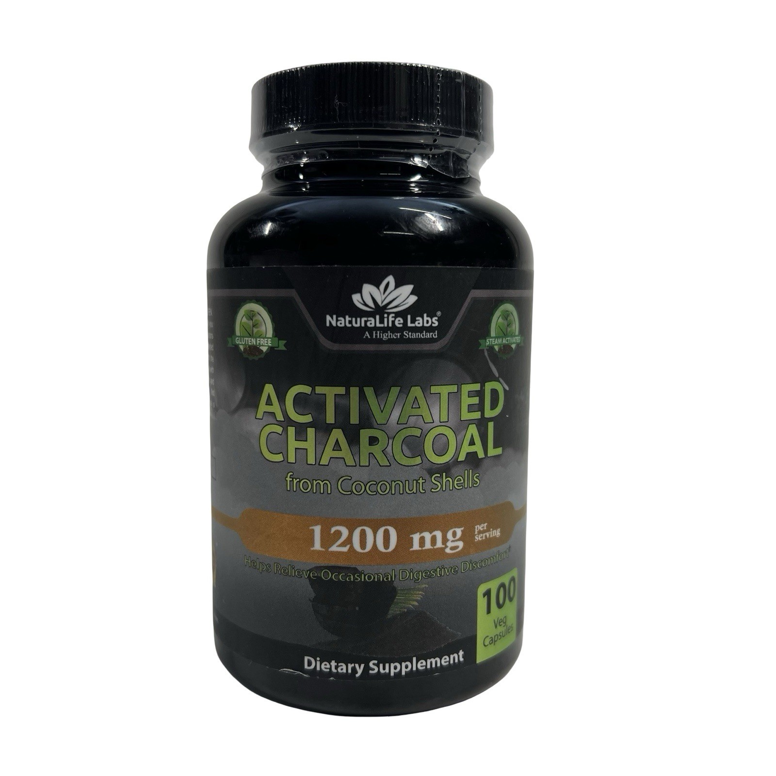 NaturaLife Labs Charcoal Organic 1200mg Activated Capsules – 100 Count Exp 10/27