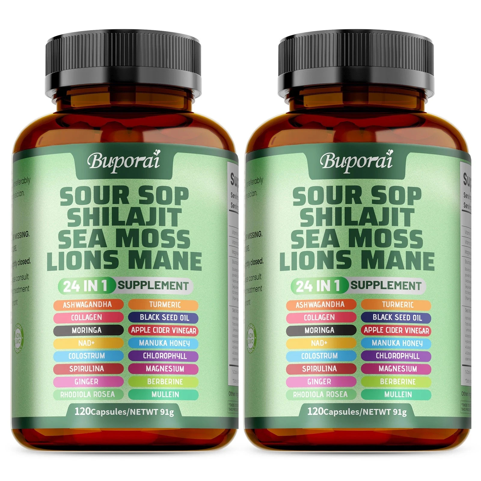 2PACK 24-in-1 Soursop Shilajit Sea Moss Lion’s Mane – Antioxidants/ Joint/ Skin