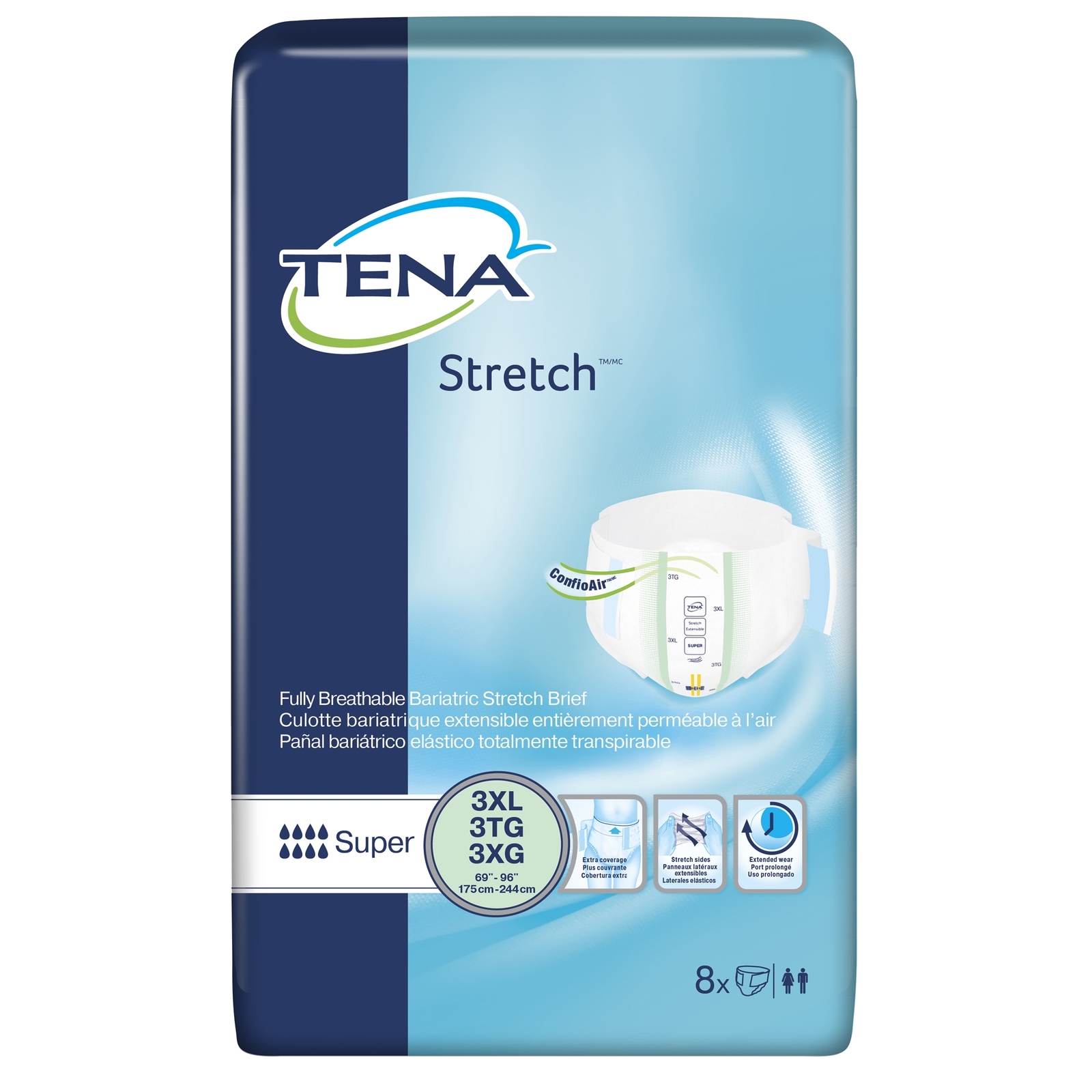 TENA Stretch Super Adult Briefs Heavy Absorbency Bariatric Brief 3XL 61391 32 Ct