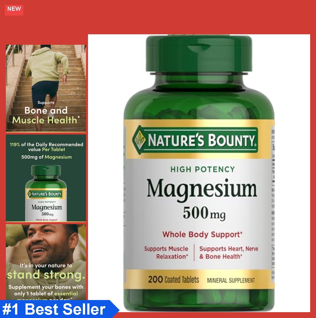 Nature’s Bounty Magnesium Supplements 500 Mg 200 Count (Pack of 1)