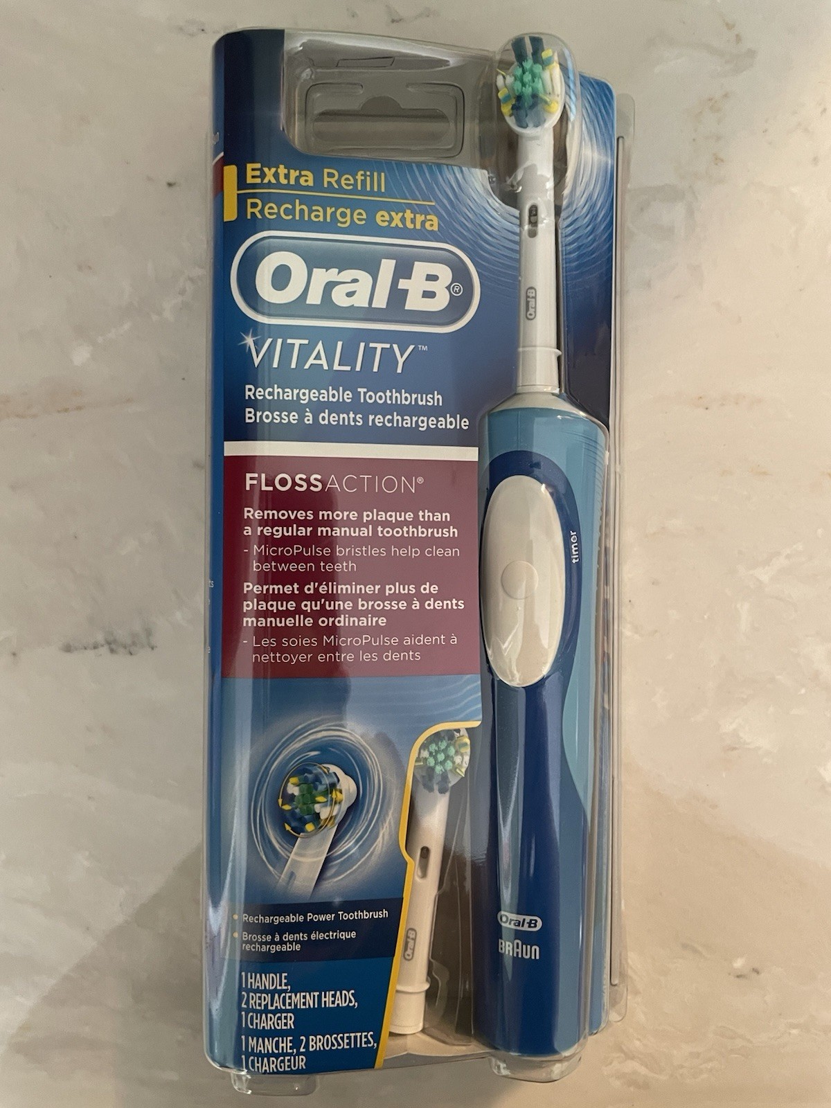 NOS Sealed Oral-B Vitality FlossAction Rechargeable Toothbrush with 2 Brushheads