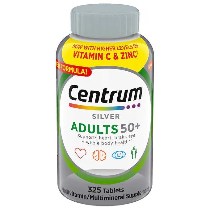 Centrum Silver Adults 50+ Multivitamin 325 Tablets for MEN & WOMEN, EXP-10-25+