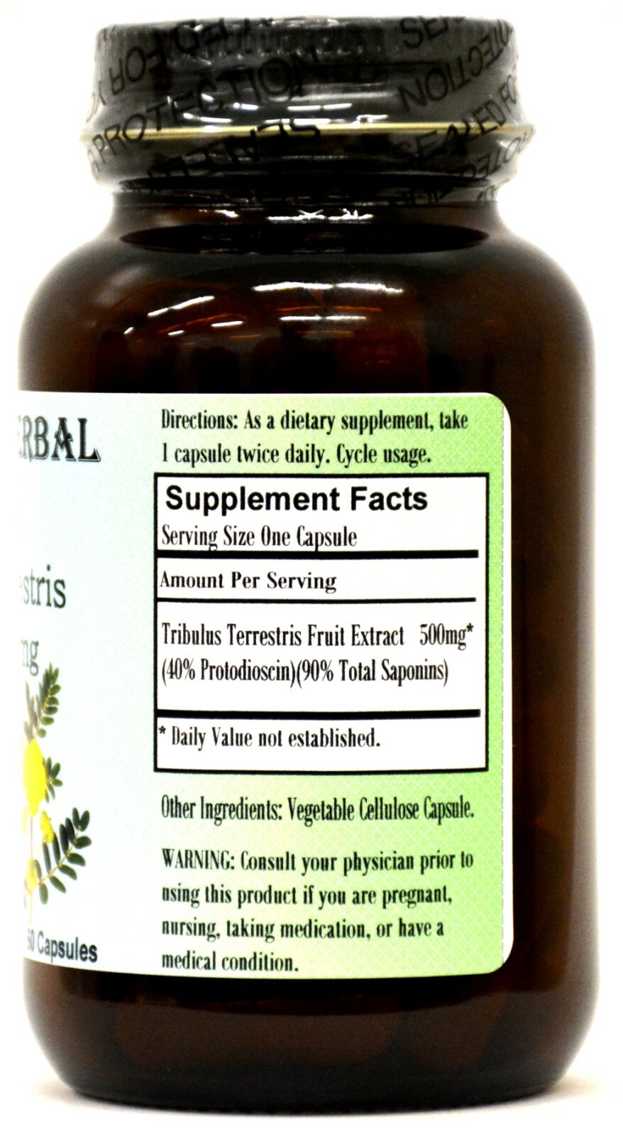 Tribulus Terrestris | 40% Protodioscin | 500mg | Stearate Free |Bottled in Glass