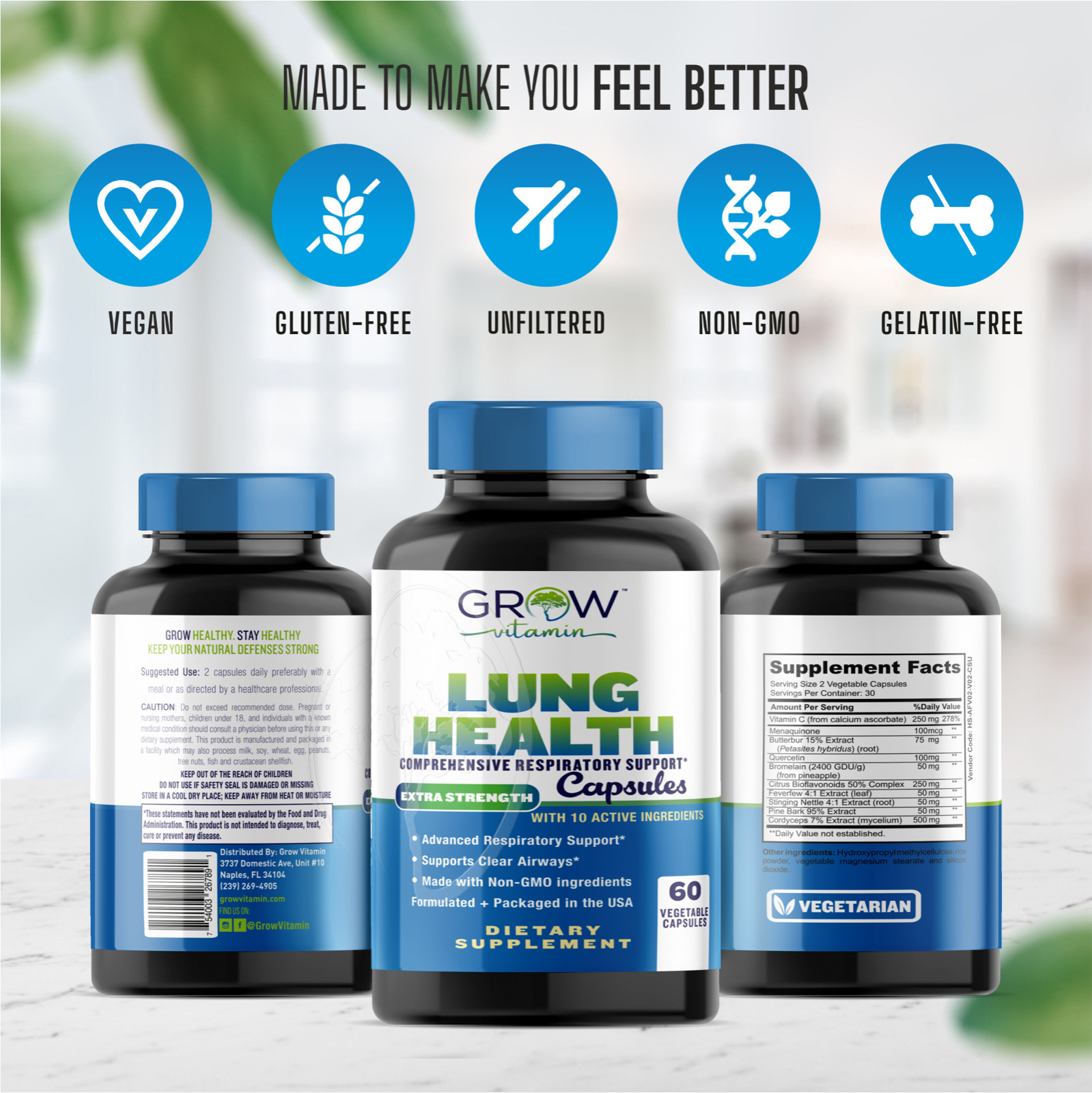 Lung Support Supplement for Respiratory Health, Lung Cleanse & Detox STRONG DOSE