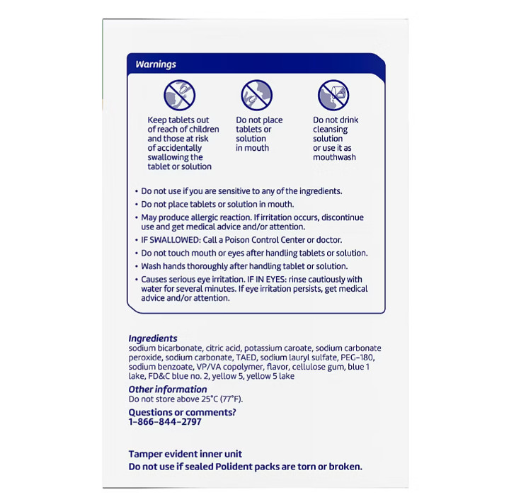 Polident Denture Cleanser Tablets Rapid Clean Antibacterial, 2 Boxes, 204 Count