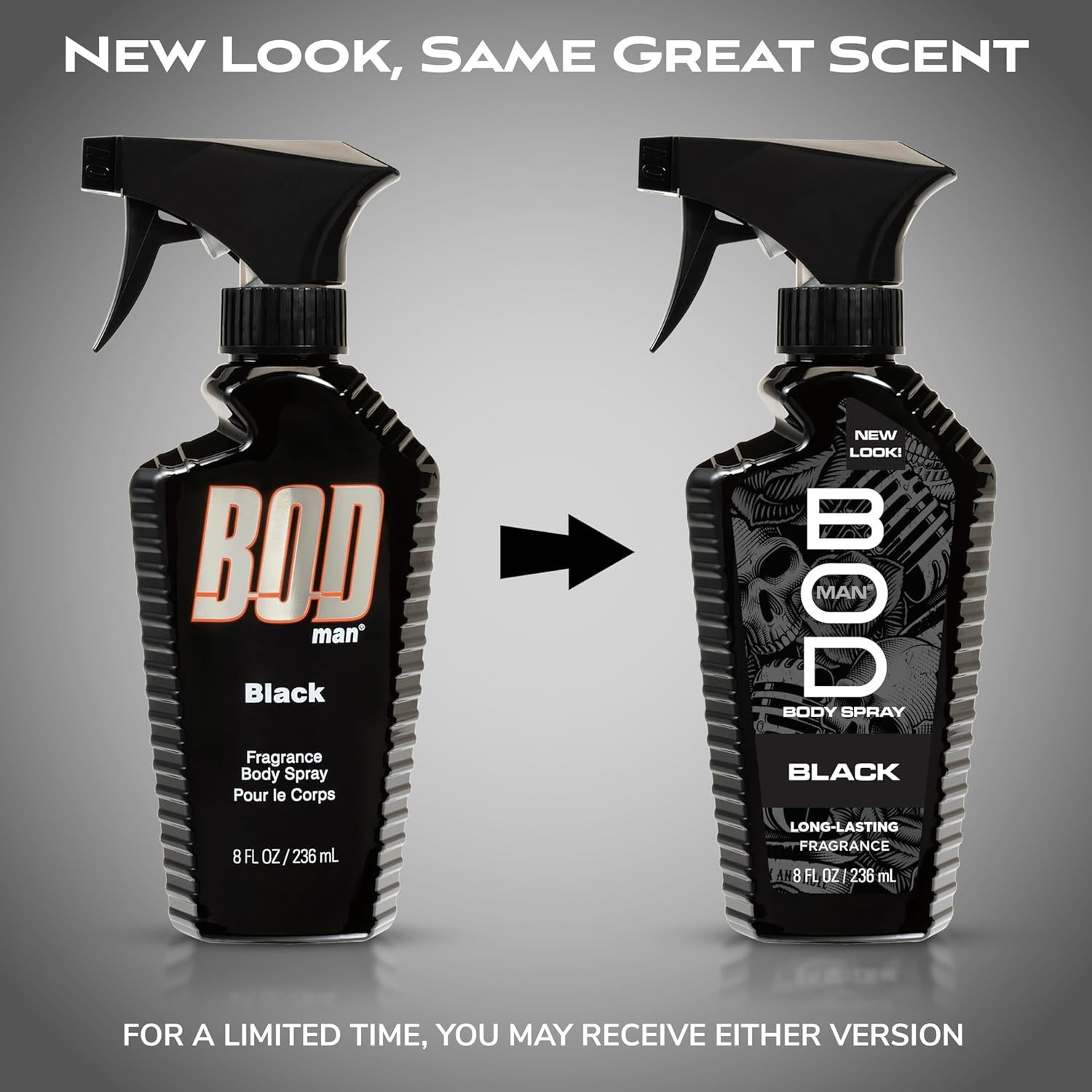 BOD Man Fragrance Body Spray, Black, 8 fl oz (Pack of 2) Fast shipping