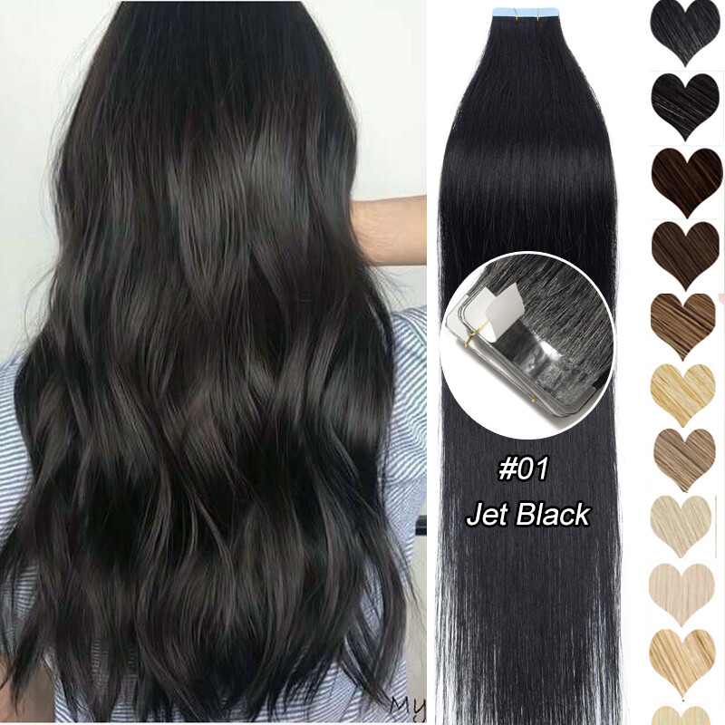 Seamless Tape In Remy Human Hair Extensions Russian Skin Weft Full Head USA Long