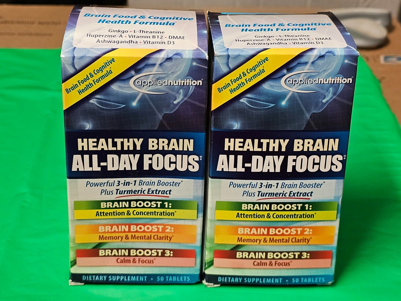 2 Pack – Applied Nutrition Healthy Brain All-Day Focus 50 Tablets/Box Exp 10/26