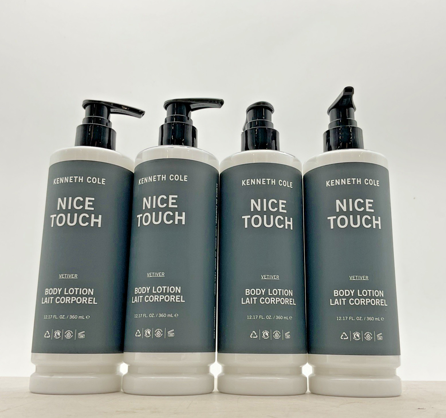 Kenneth Cole Vetiver Body Lotion Nice Touch, 12.17 Fl Oz each 4 Pack NEW