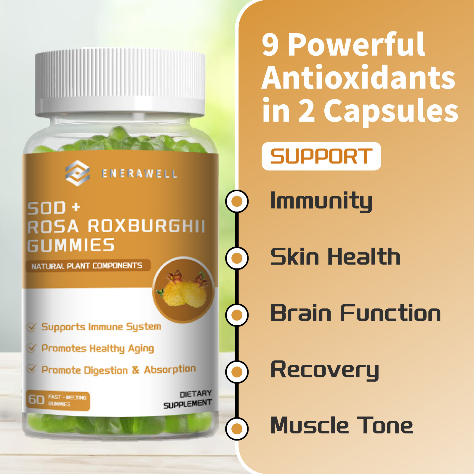SOD + Rosa Roxburghii Gummies For Immunity Support | Skin Health | 02/07/2027