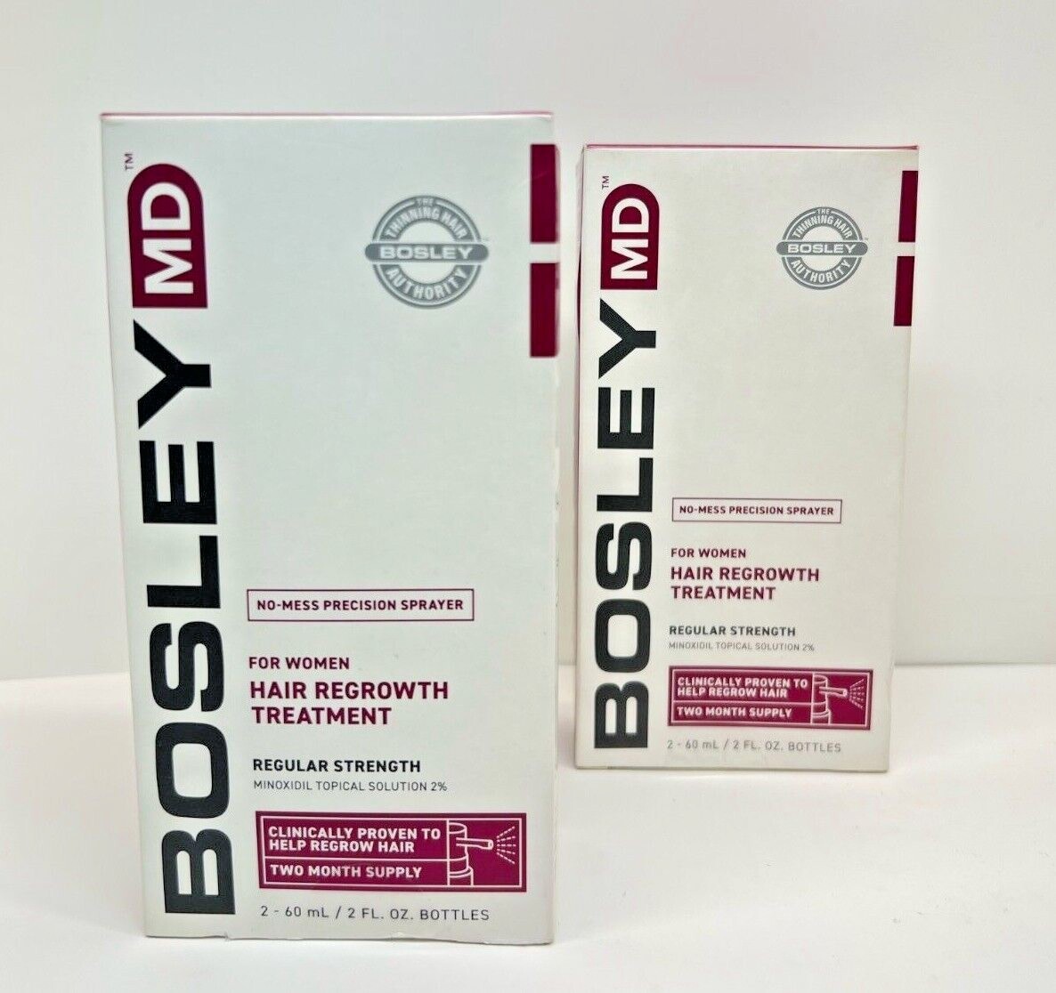 2 Bosley MD Regular Strength Hair Regrowth For Women 2 M Supply 2 fl oz 11/2023^