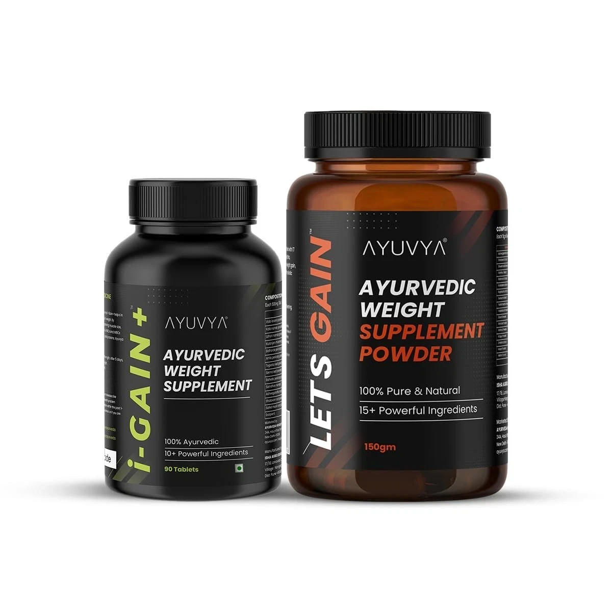 Ayuvya i-Gain+ & Lets Gain Weight Support Combo powder Digestion& Nutrient Body