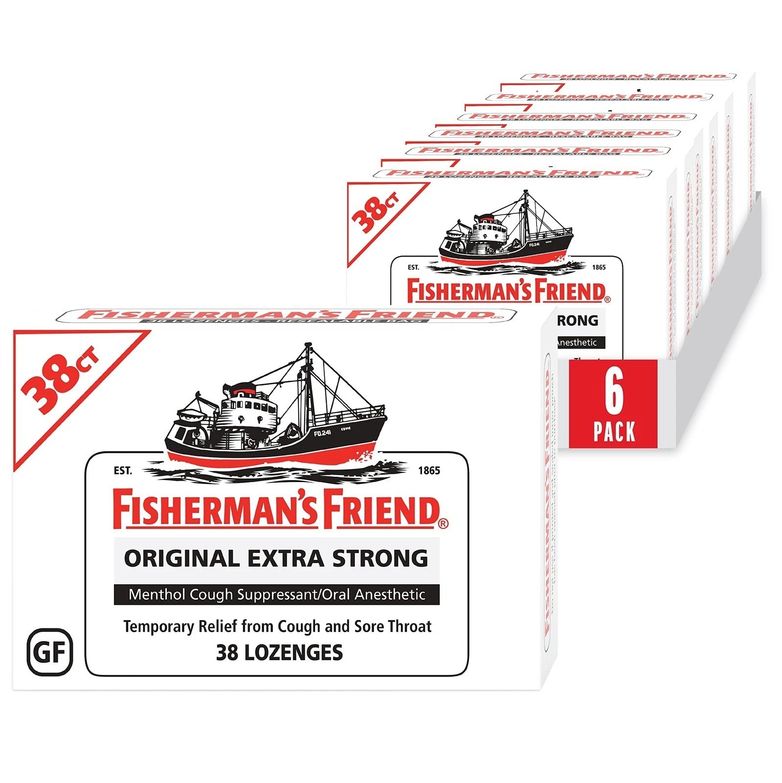 6 Pack Fisherman’s Friend Cough Drops, Original 38 Ct each total ( 228 Ct ) Each