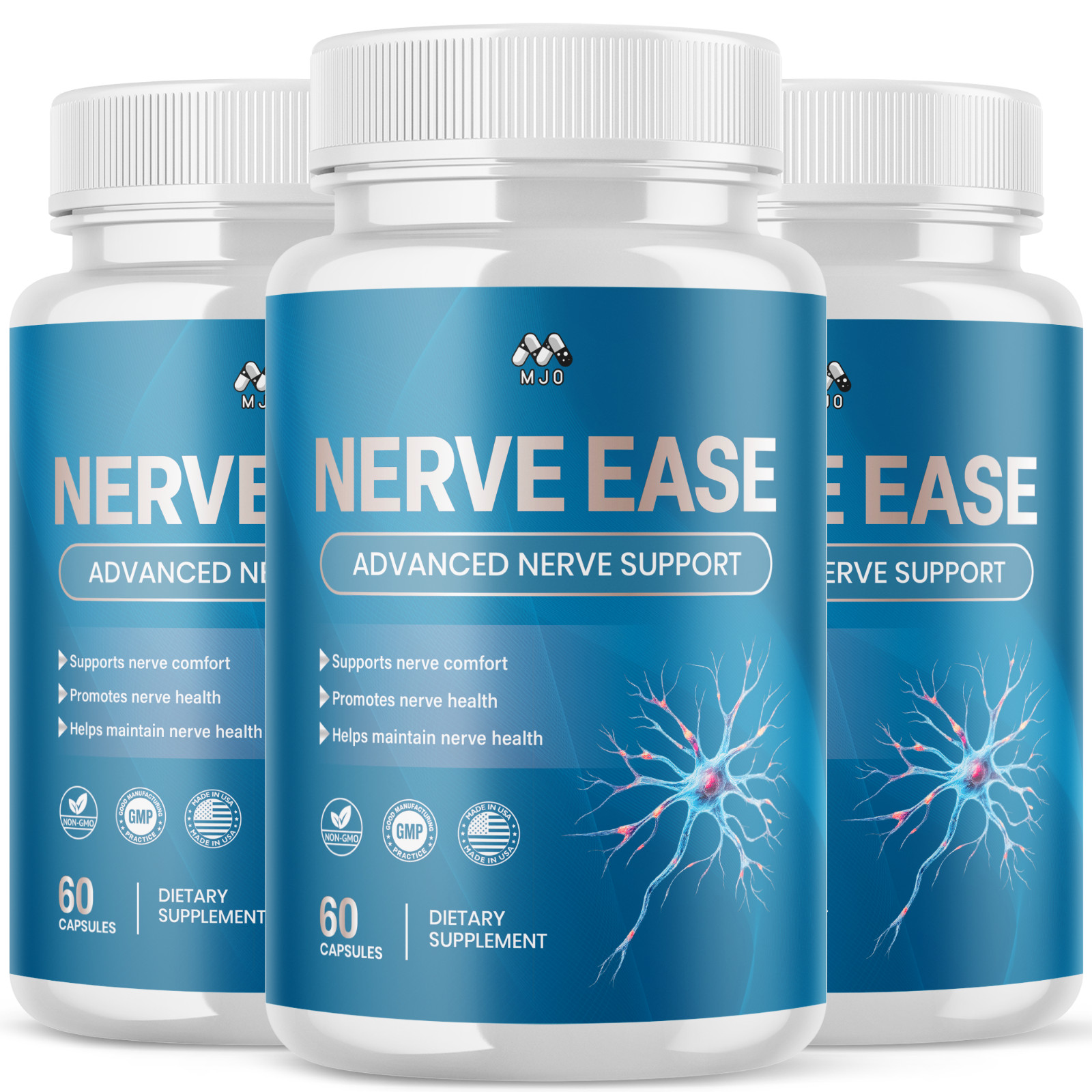 (3 Pack) Nerve Ease Advanced Nerve Support Strength Formula NerveEase 180 Caps