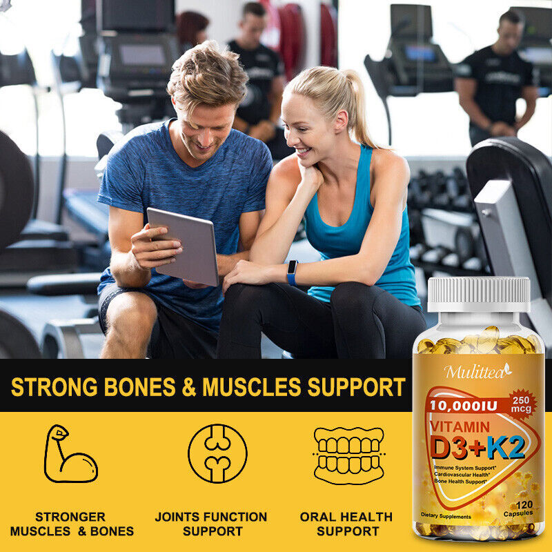 Vitamin K2 (MK7) with D3 10,000 IU Supplement, BioPerine Capsules, Immune Health