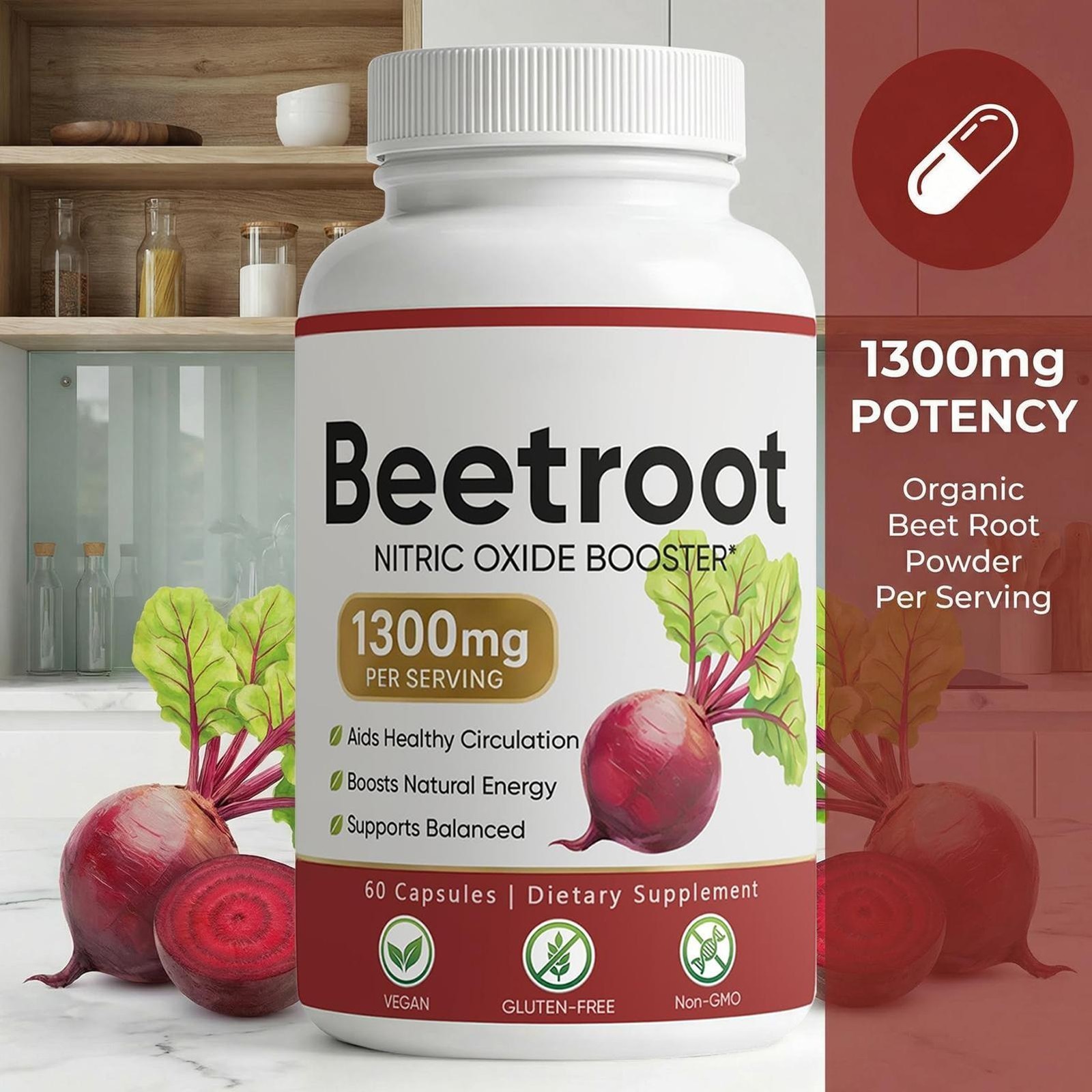 1300mg, Lemeli Beetroot – New Lemeli Beet Root Supplement 60 Capsules