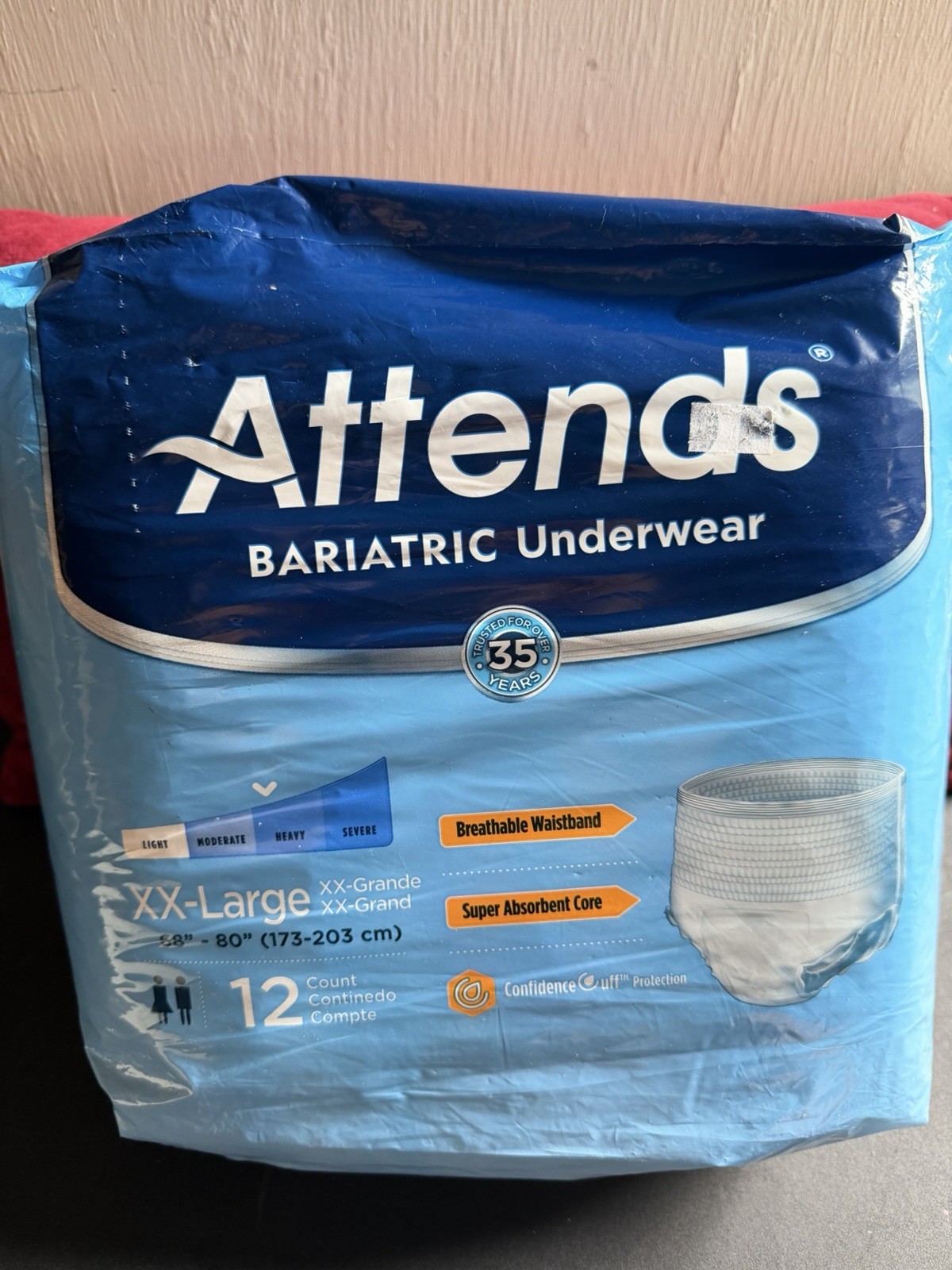 Attends Bariatric Protective Underwear, Moderate Absorbency, XXL, Unisex