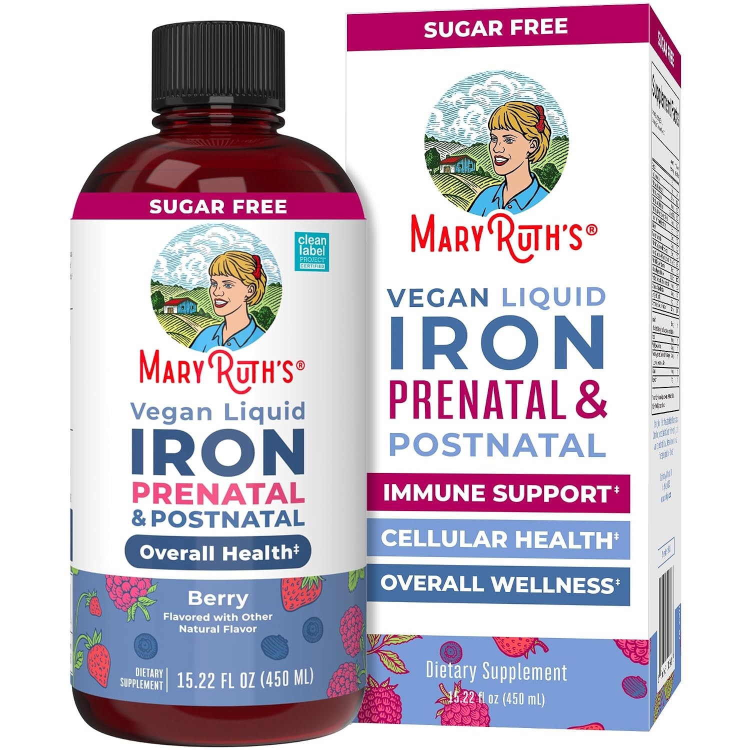 Vegan Prenatal & Postnatal Iron Liquid Supplement Sugar Free 15.22 Fl Oz