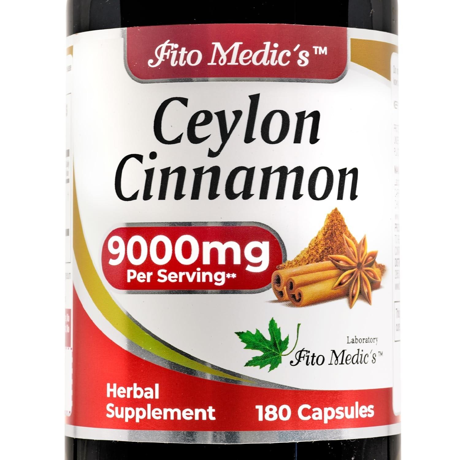 Fito Medic’s Lab | Ceylon Cinnamon |9000 Mg Equivalent| 180 Count (pack of 1)