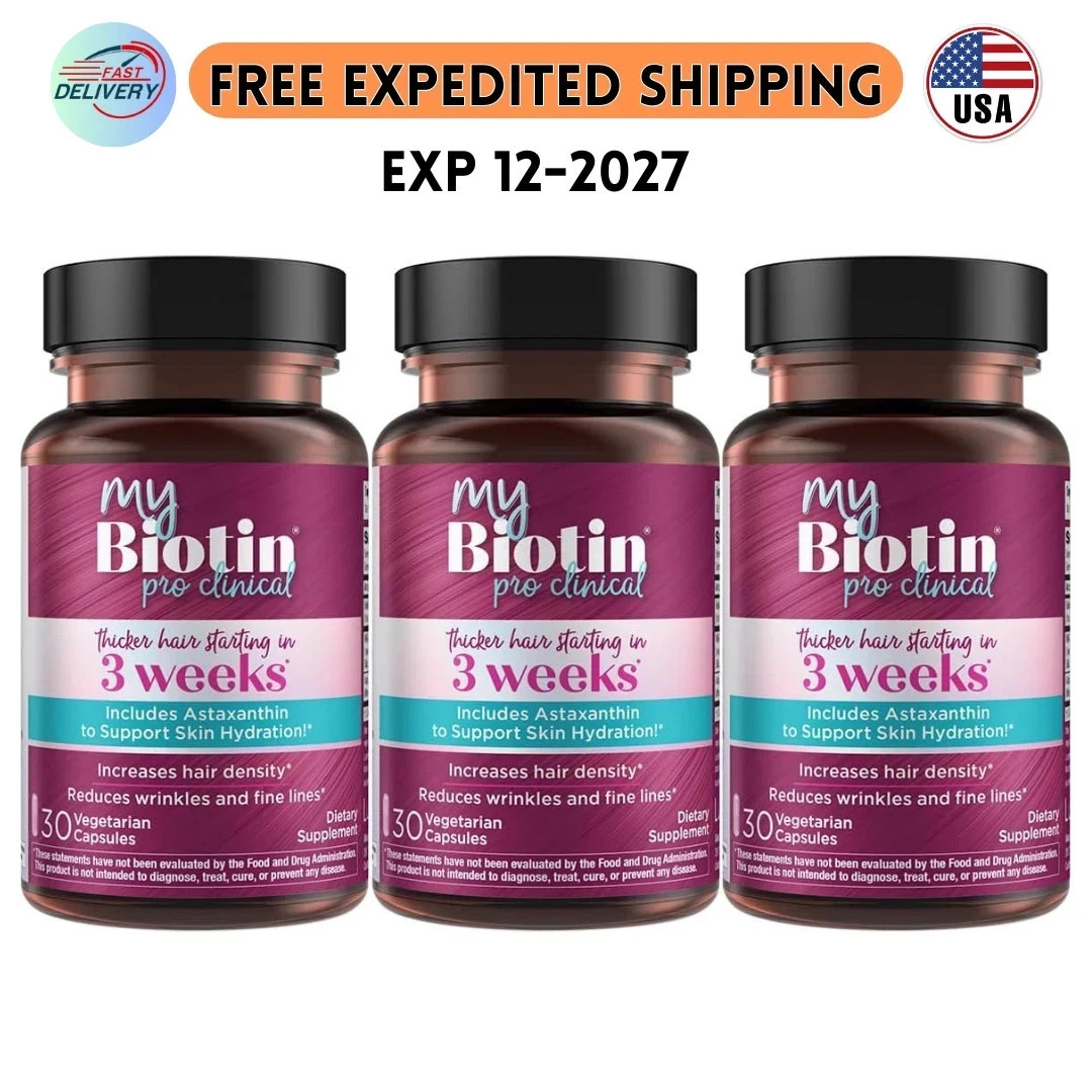 3 pack Purity Products My Biotin ProClinical MyBiotin Thicker Hair 90 Capsule