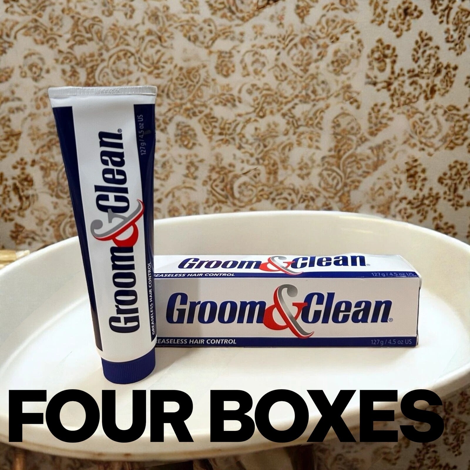 Groom and Clean Greaseless Hair Control Gel 4.5 oz each EXP 07/2028, 4-PACK