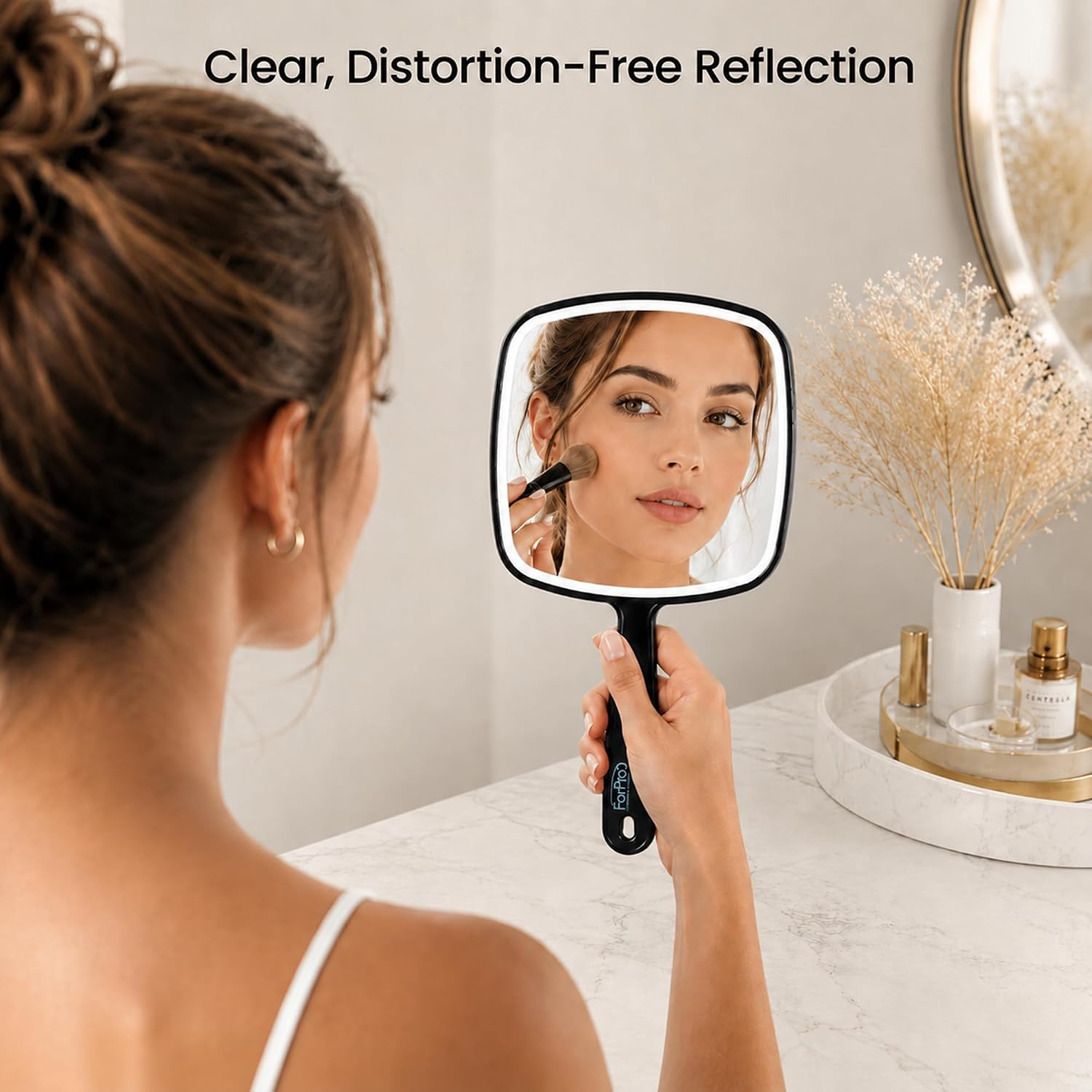 Extra Large Hand Mirror with Handle, 9″ W X 12″ L, Multi-Purpose Handheld Mirror