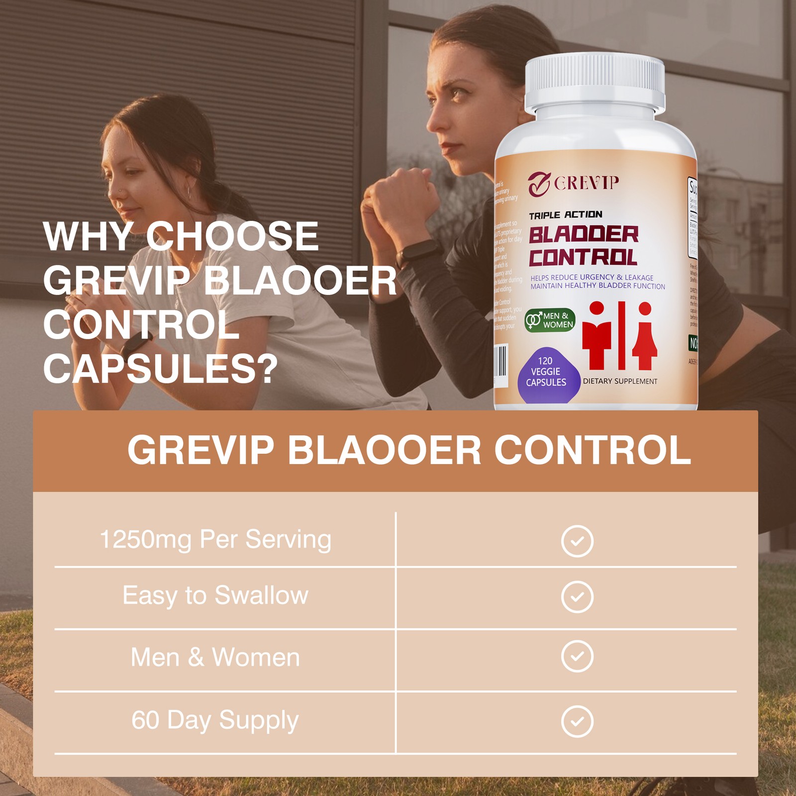 Bladder Control Capsules – Helps with Overactive Bladder, for Bladder Health