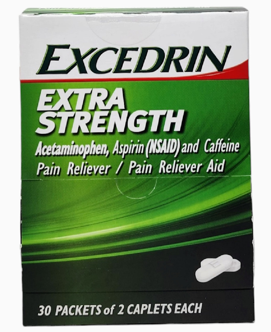 Excedrin Extra Strength for Pain Relief/ 30 Packets of 2 Caplets Exp 12/2025