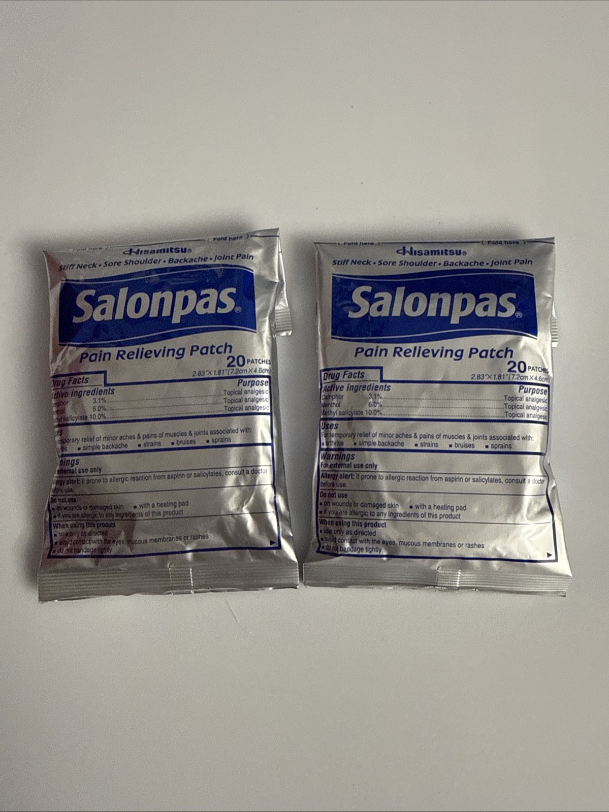 Salonpas Pain Relieving Patch 2.83″ x 1.81″ Lot of 40 Patches Exp 4/2027 Sealed
