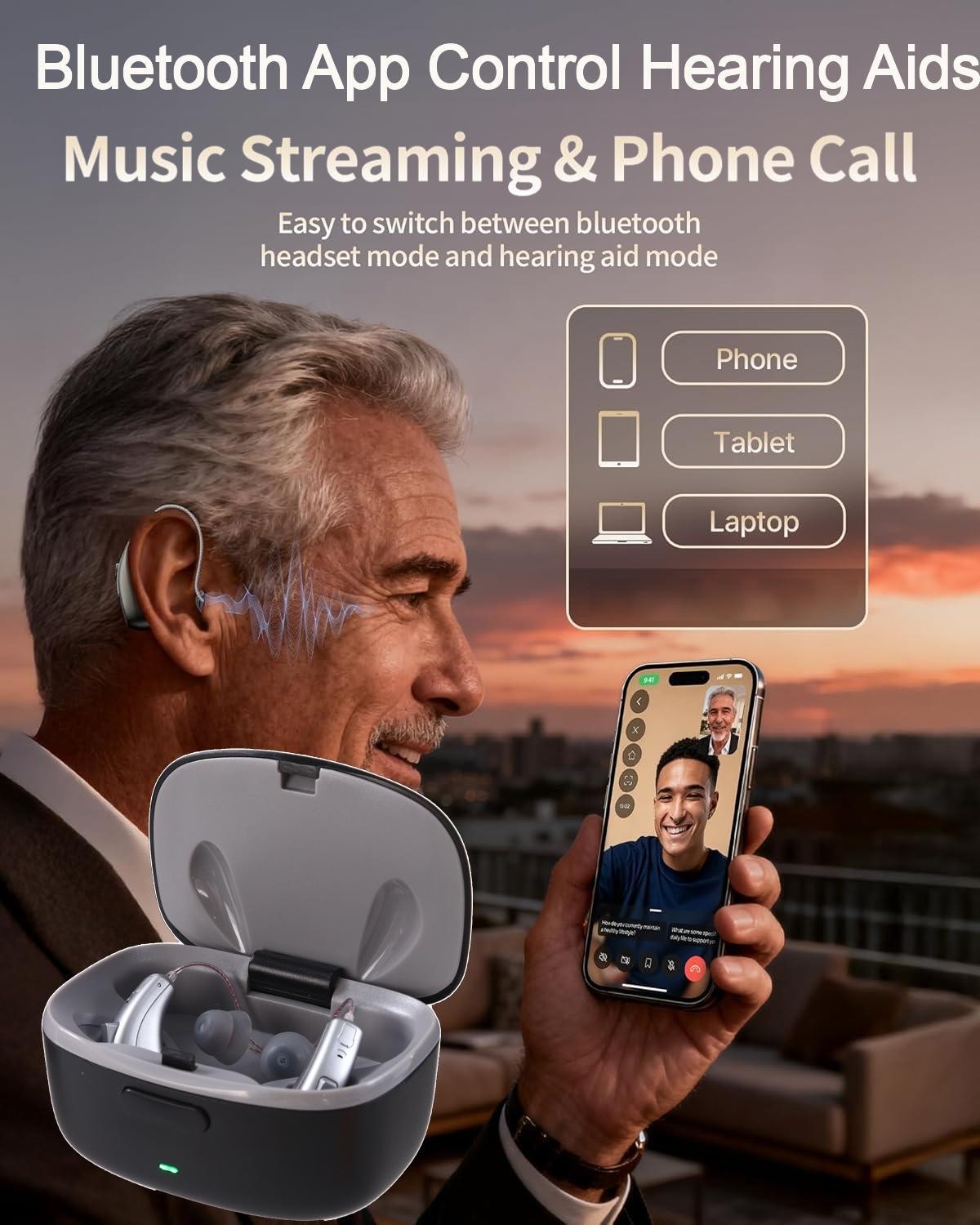 Bluetooth Rechargeable Hearing Aids For Seniors Mild To Moderate Hearing Loss