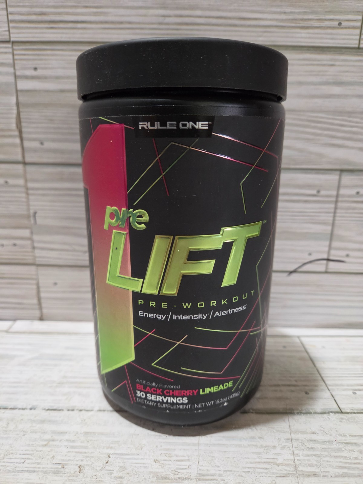 Rule One 1 Pre Lift Pre-Workout 30 Servings Black Cherry Limeade 15.3 OZ 6/2026