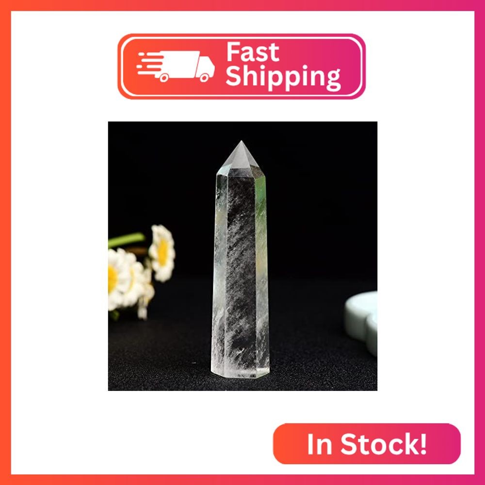 WUYOUSHI 1PCS Clear Quartz Natural Crystal Tower 2.75-3.54″ Healing Crystal Wand