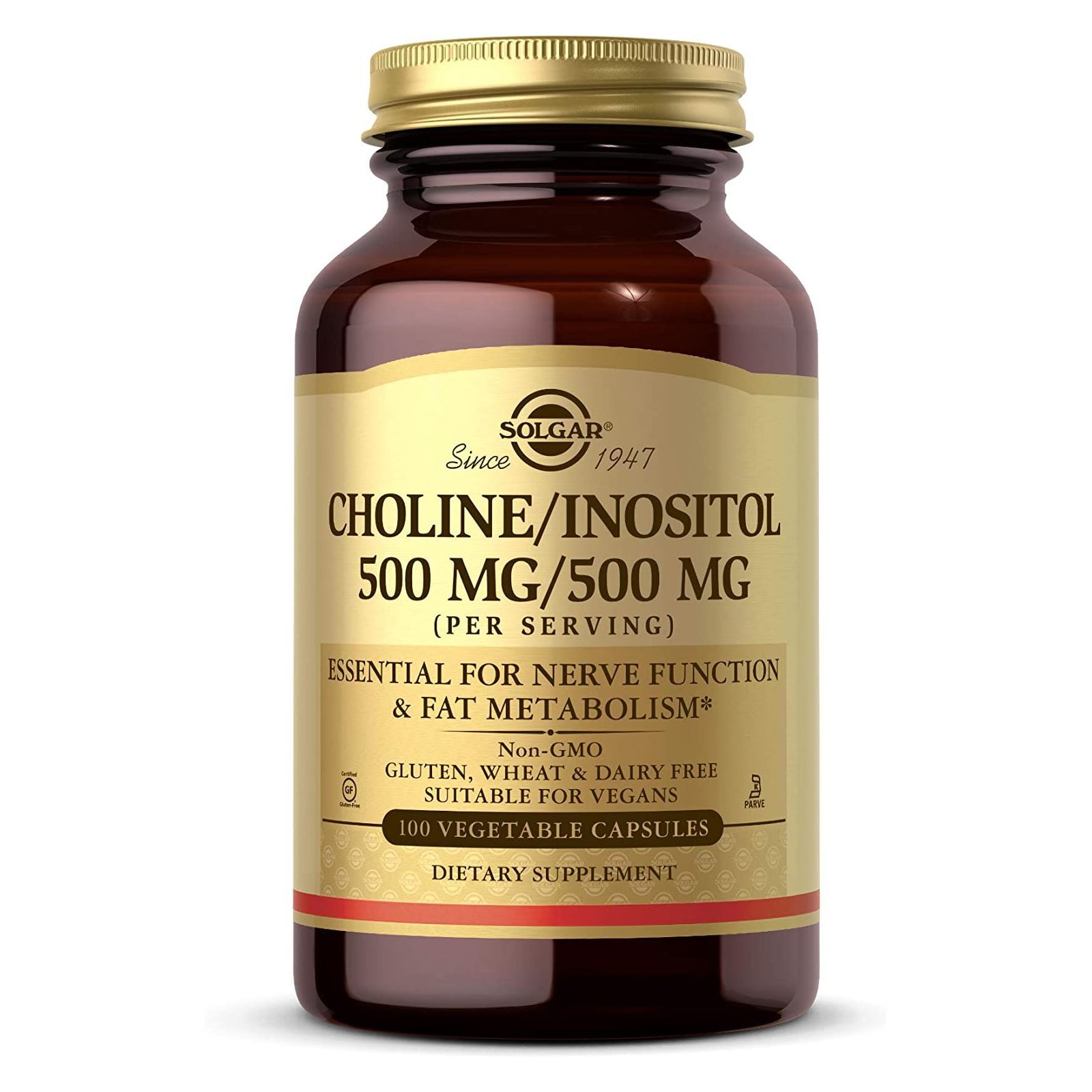Solgar Choline Inositol 500 mg 500 mg 100 Vegetable Capsules