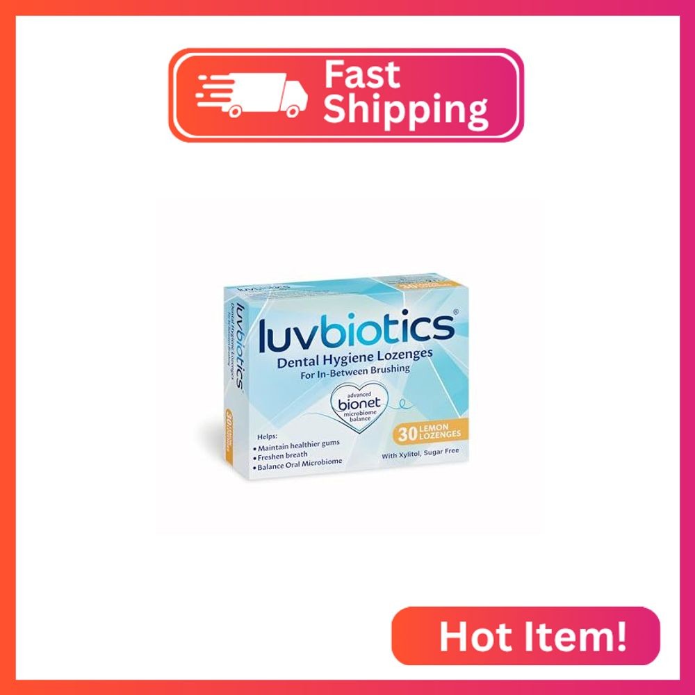 Luv Biotics Probiotic Lemon Lozenges with Xylitol & Aloe Vera for Bad Breath, Ha