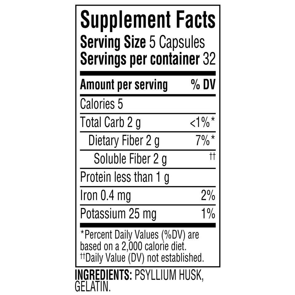 Equate Daily Fiber Multi-Benefit Psyllium Gluten-Free Capsules 160 Ct