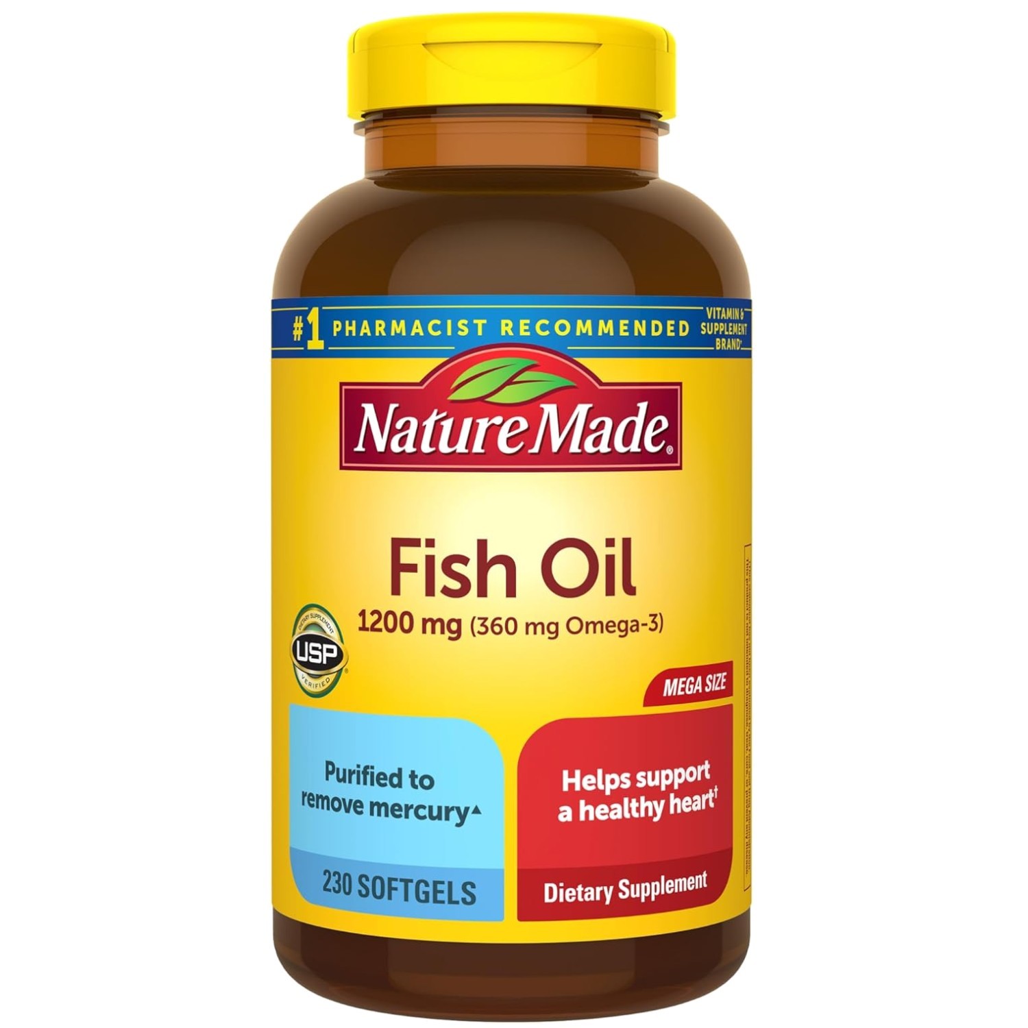 230 Count Fish Oil Omega 3 1200 mg Softgels for Heart Wellness – Easy to Swallow