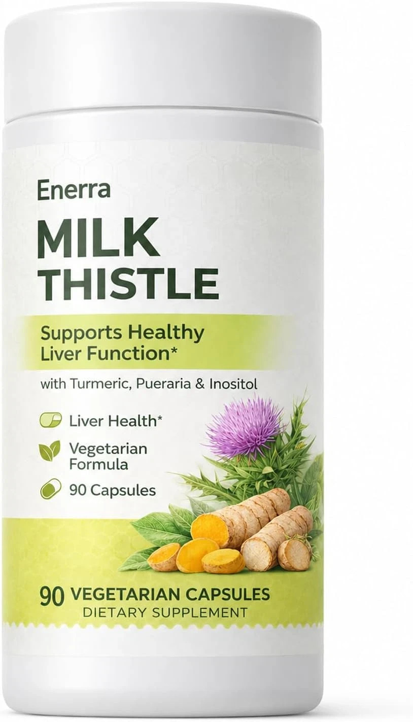 kivo Enerra Milk Thistle Liver Support Capsules, 90 Vegetarian Capsules | Liver