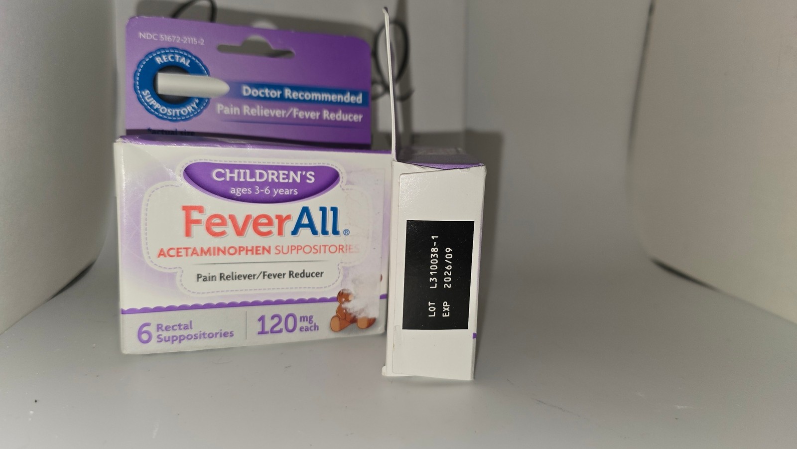 2 Pack FeverAll Childrens Acetaminophen Suppositories 120mg 6 Ct Ea Exp 09/26