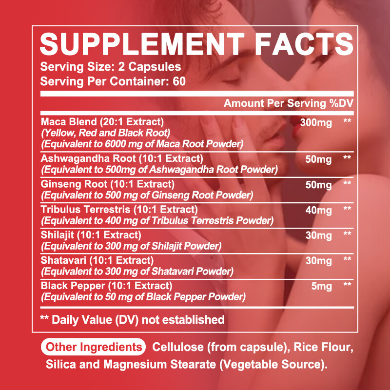 Maca Root Capsules 8050mg |60/120 Pills | Red, Yellow,Black Maca Supplements USA