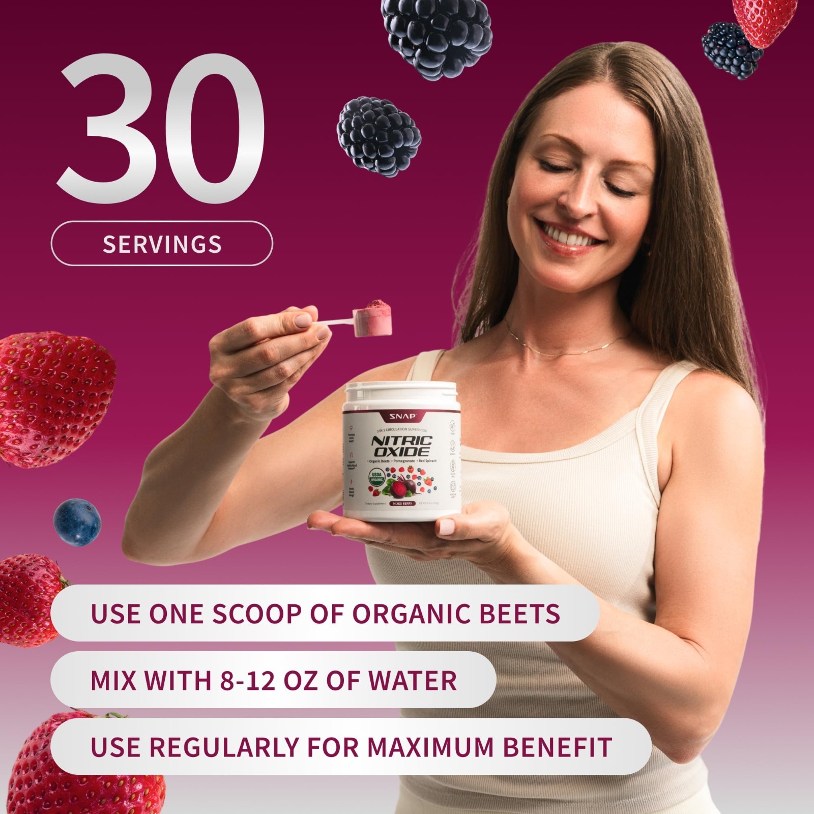 USDA Organic Beet Root Powder – Nitric Oxide Booster for Energy & Blood Flow, 30