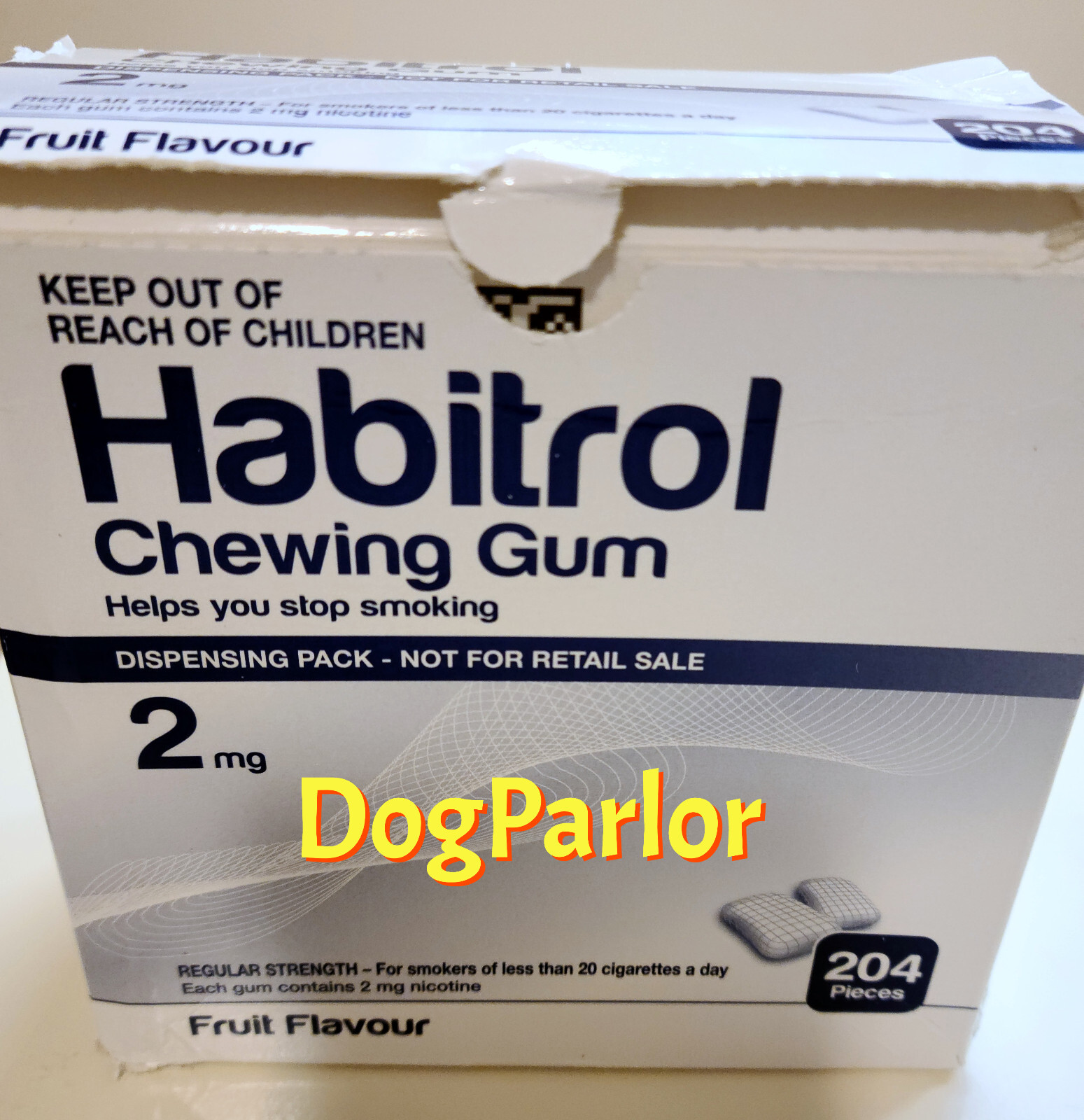 Habitrol Nicotine Gum 2mg Fruit Bulk 2 Boxes = 408 Pieces 02/2026 DAMAGED BOXES
