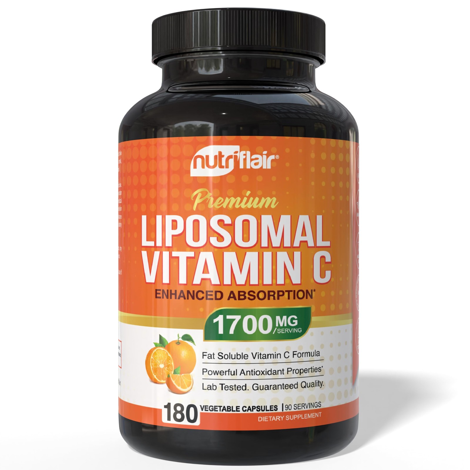 NutriFlair Liposomal Vitamin C 1700mg, 180 180 Count (Pack of 1), Yellow
