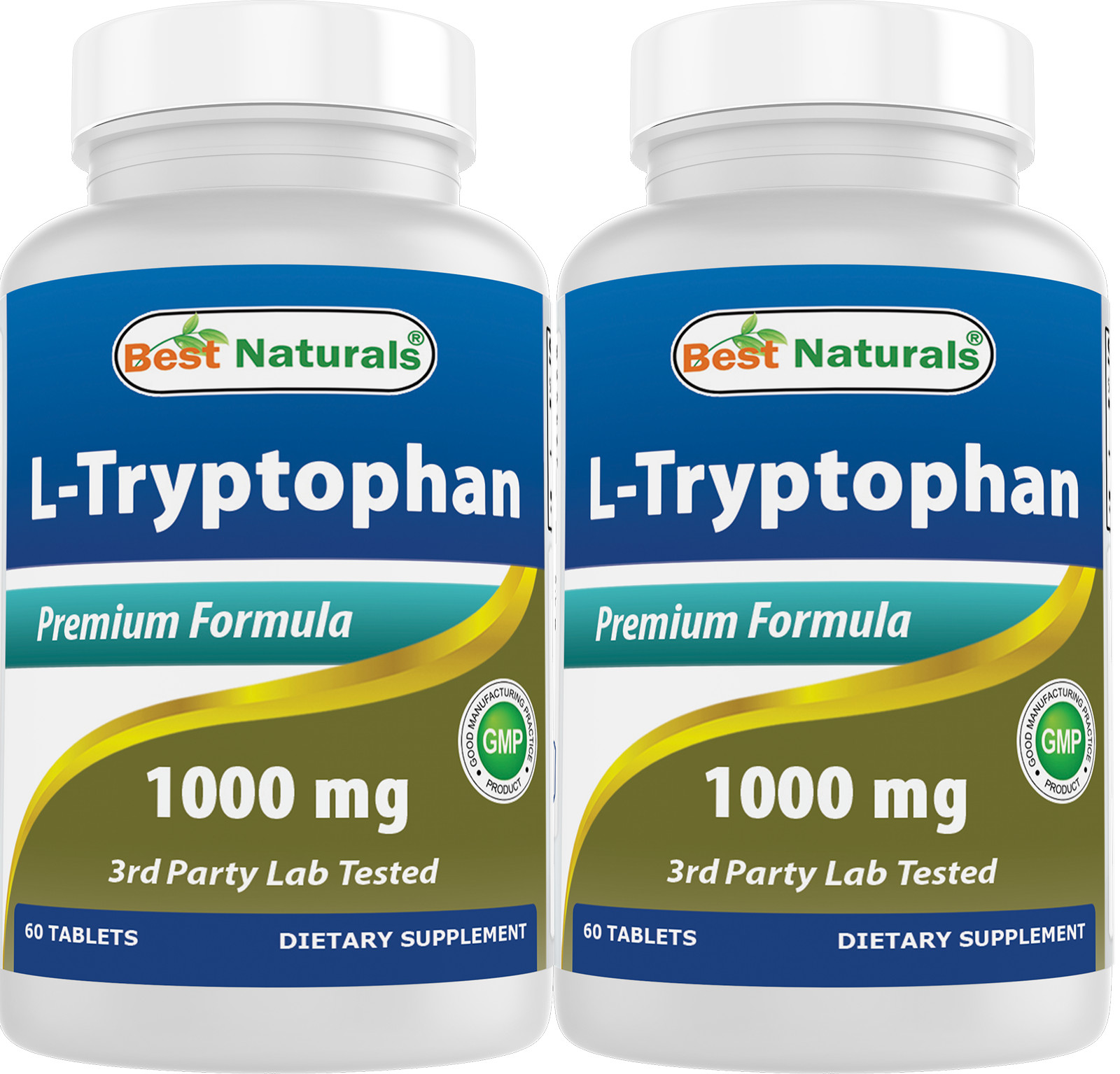 2 Pack Best Naturals L-Tryptophan 1000 mg 60 Tablets