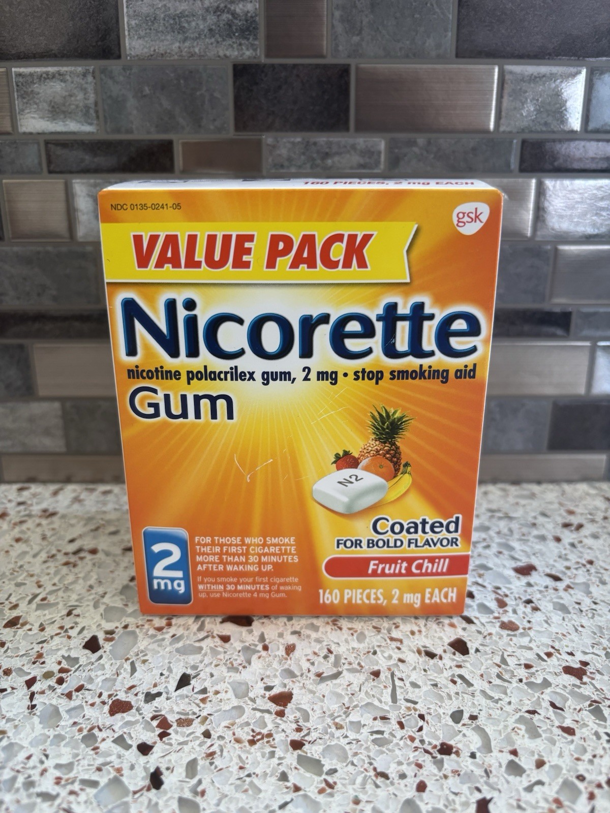 Nicorette Nicotine Gum Fruit Chill 2mg 160ct EXP 11/2026 Unopened