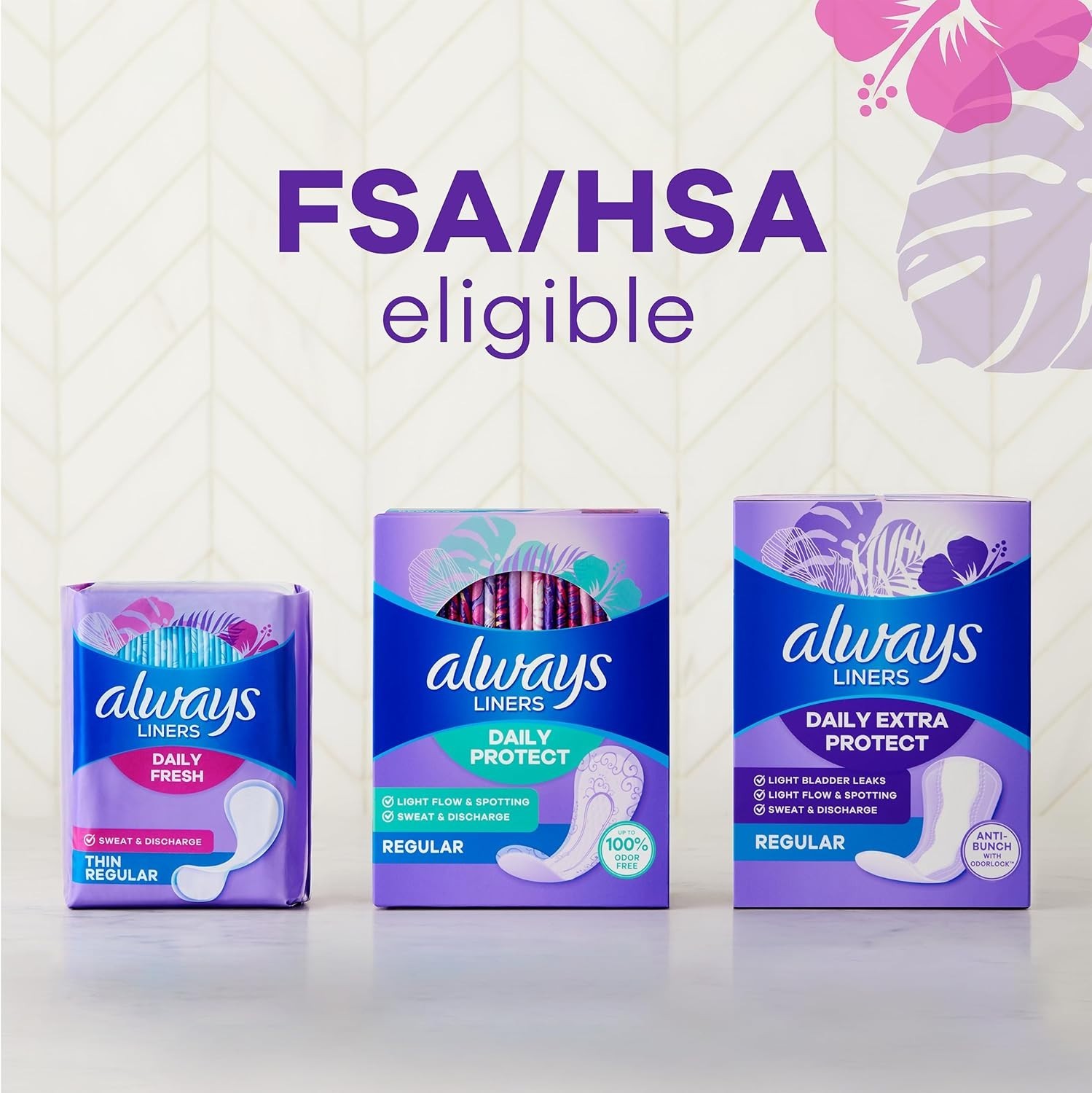 Always Daily Fresh Thin Liners, Regular Absorbency, Unscented Panty Liners, 162